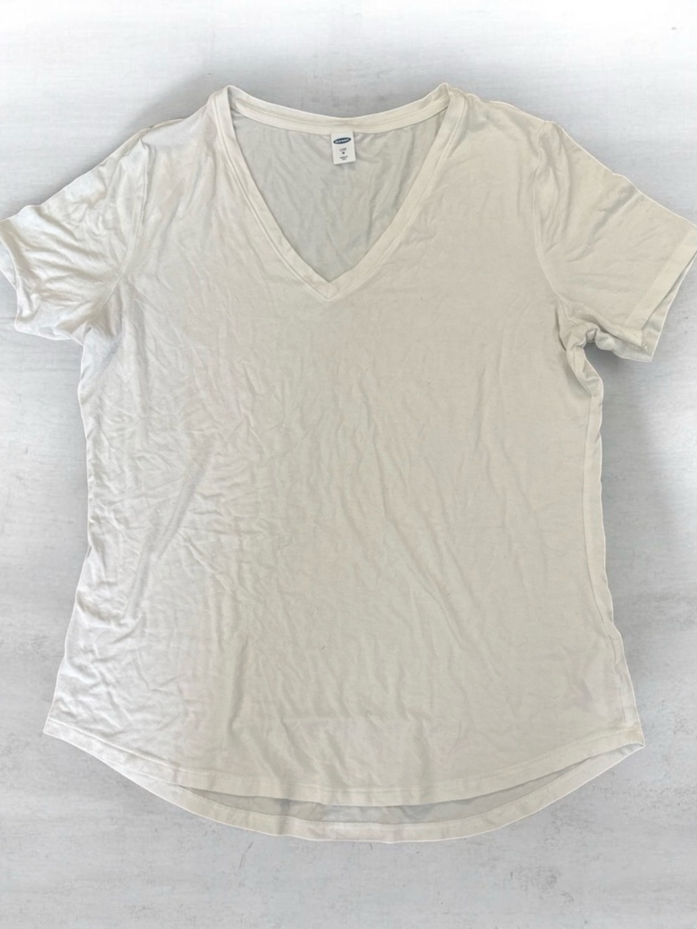 Old Navy White Luxe V-Neck Short Sleeve Tee